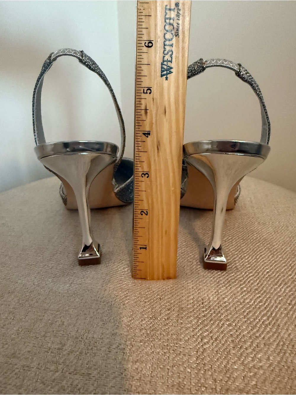 Marc Fisher Silver Glitter Slingback Pointed Pumps - Picture 6 of 9